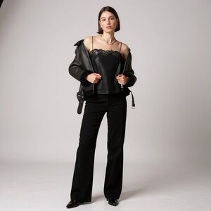 J. Crew Denim trouser 1996 semi-stretch Black Wash Wide Leg High Rise Jeans 28